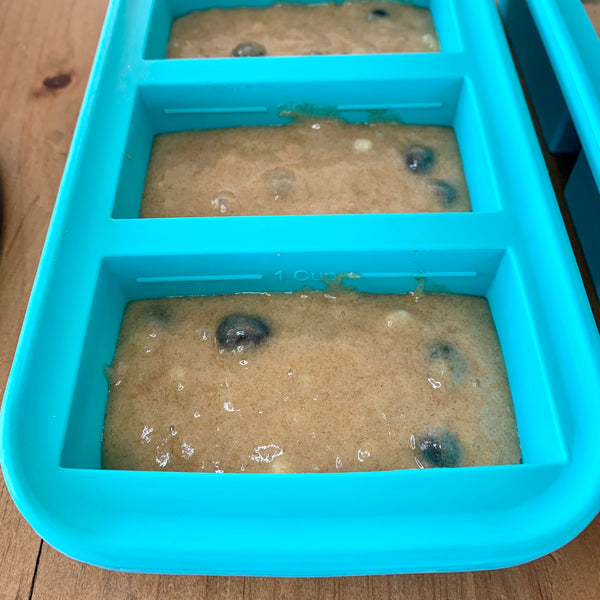 banana bread batter filling 1 cup Souper Cubes tray 2/3 of the way full