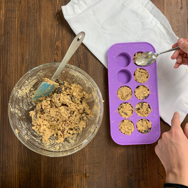 oatmeal cookie dough in Souper Cubes cookie tray