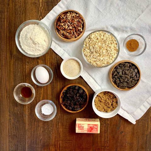 Image of ingredients used to make jazzy oatmeal cookies