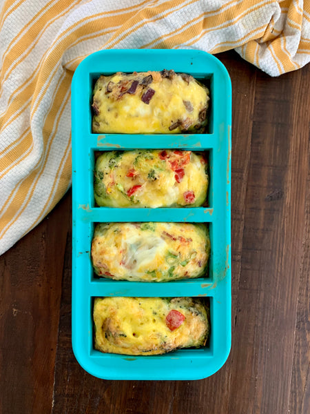 Crustless quiche baked in 1 cup Souper Cubes 