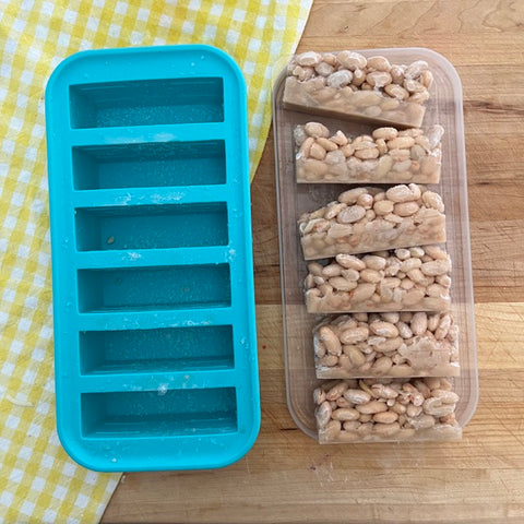 white beans frozen in a half cup souper cubes tray