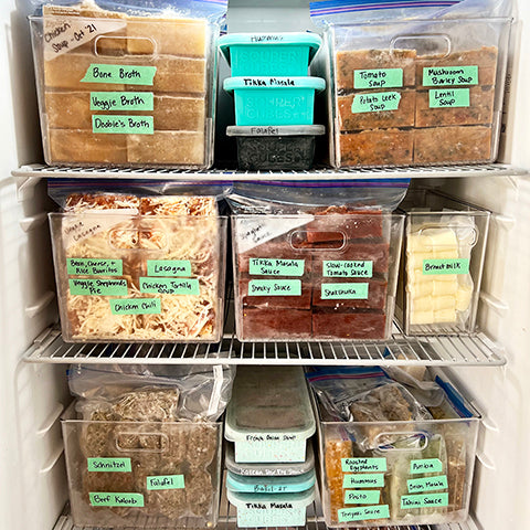 organized Freezer full of labeled food containers