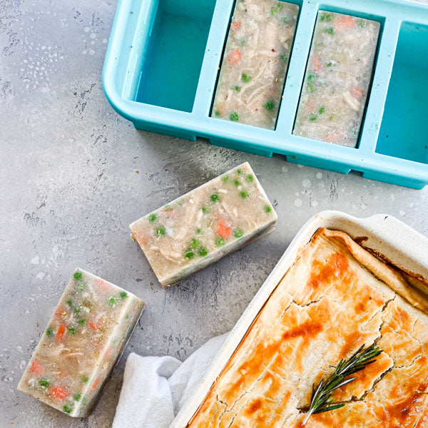 pot pie in 1 cup cubes and baked in a small tray