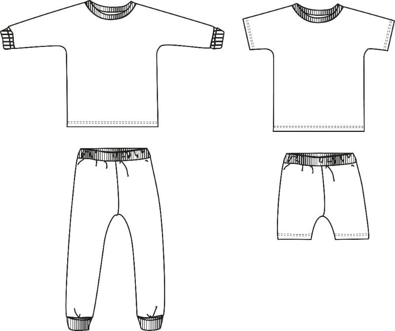 Complete Sewing Kit - Printed Cotton Jersey - Sacha Pyjama / Jogging Set - Ikatee - UK 3-12 years