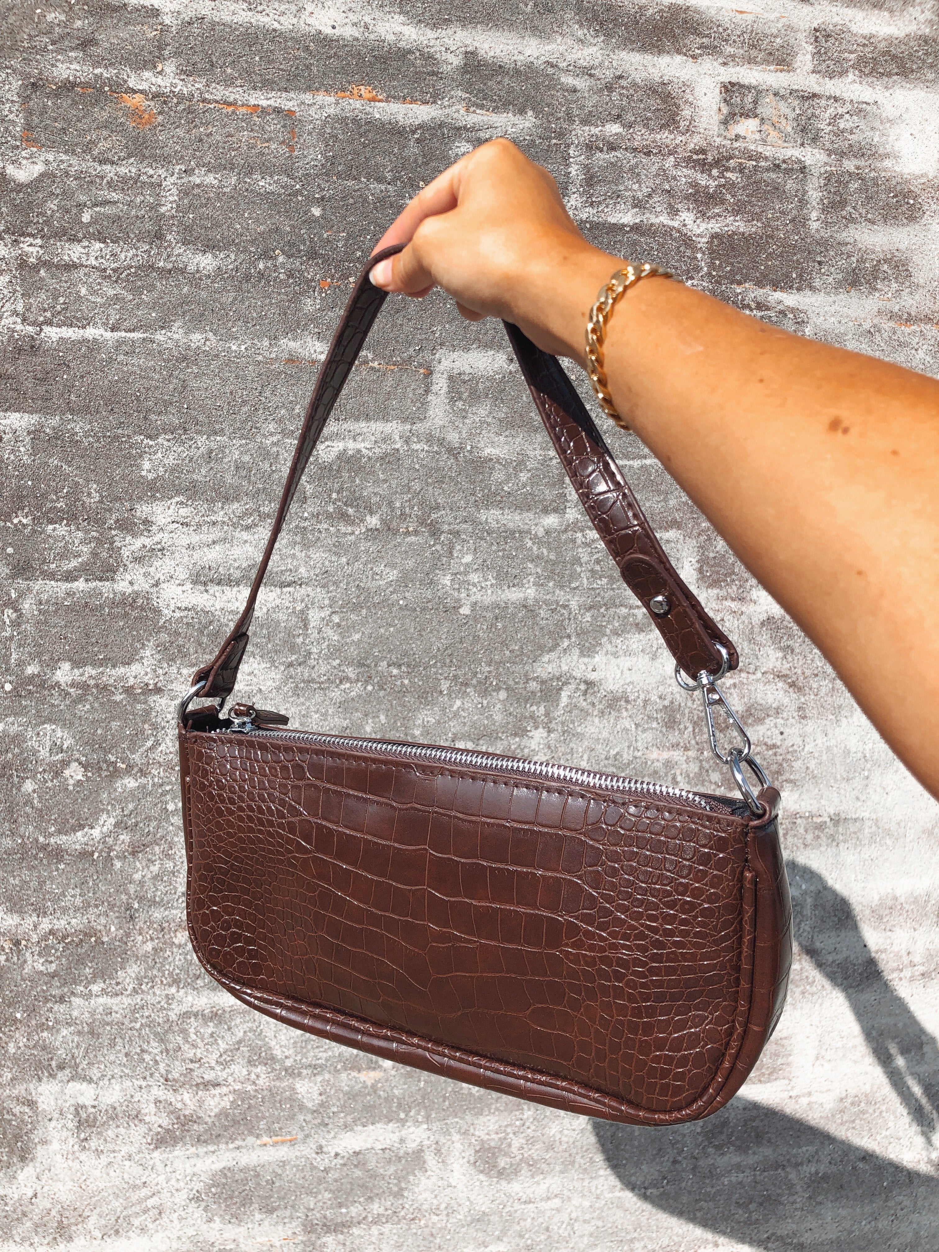 brown baguette bag