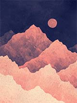 Red Night Mountainscape Canvas Print