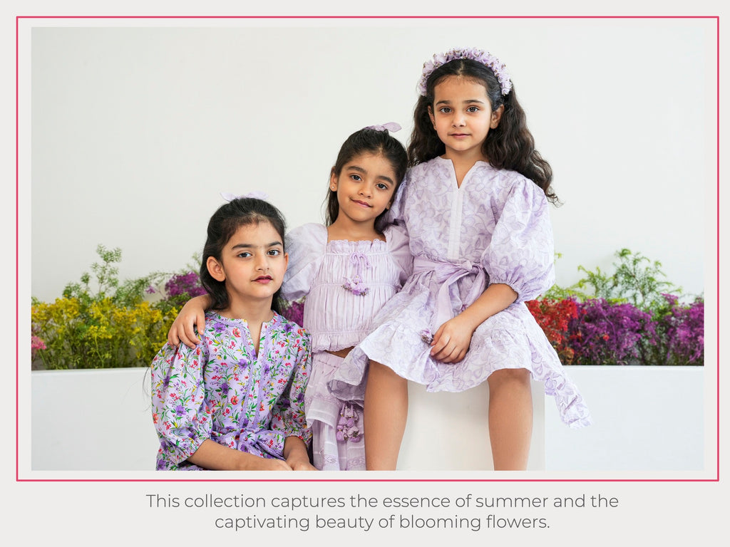 purple, lilac summer dresses and tops with prints and embroideries