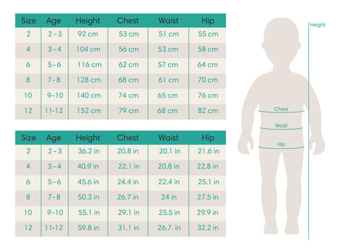 The tribe kids size chart