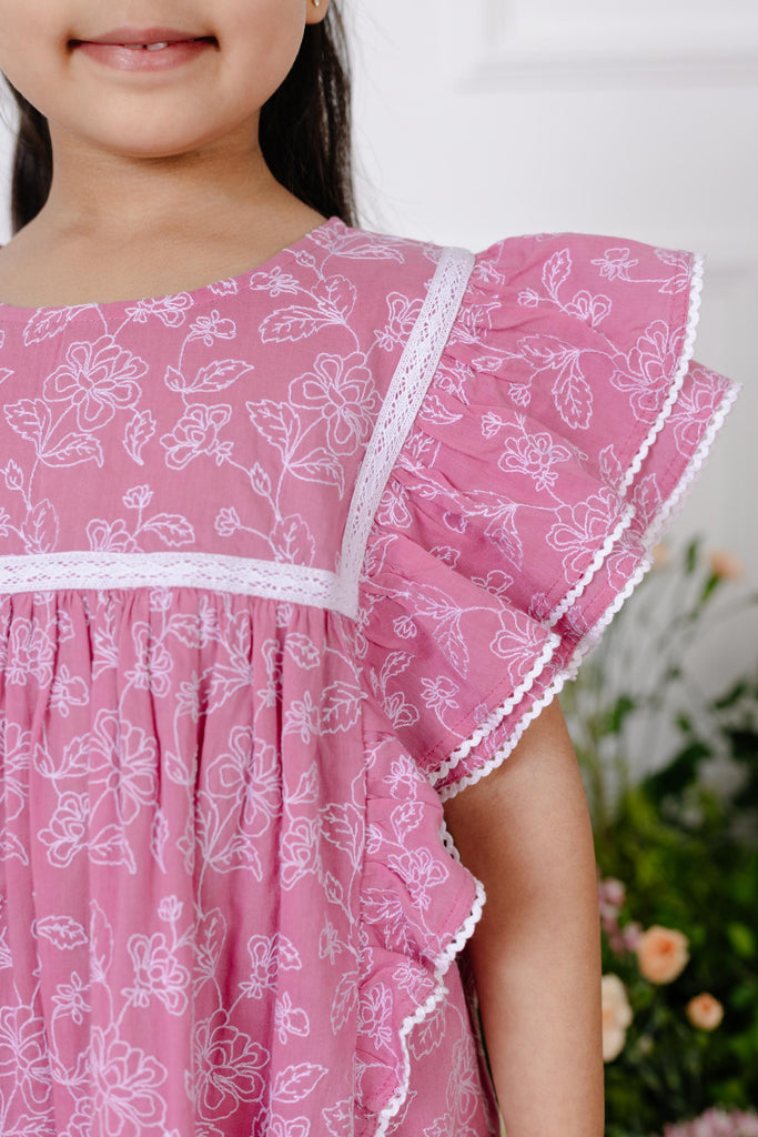 Buy Elisa Dress - Pink garden Online - The Tribe Kids