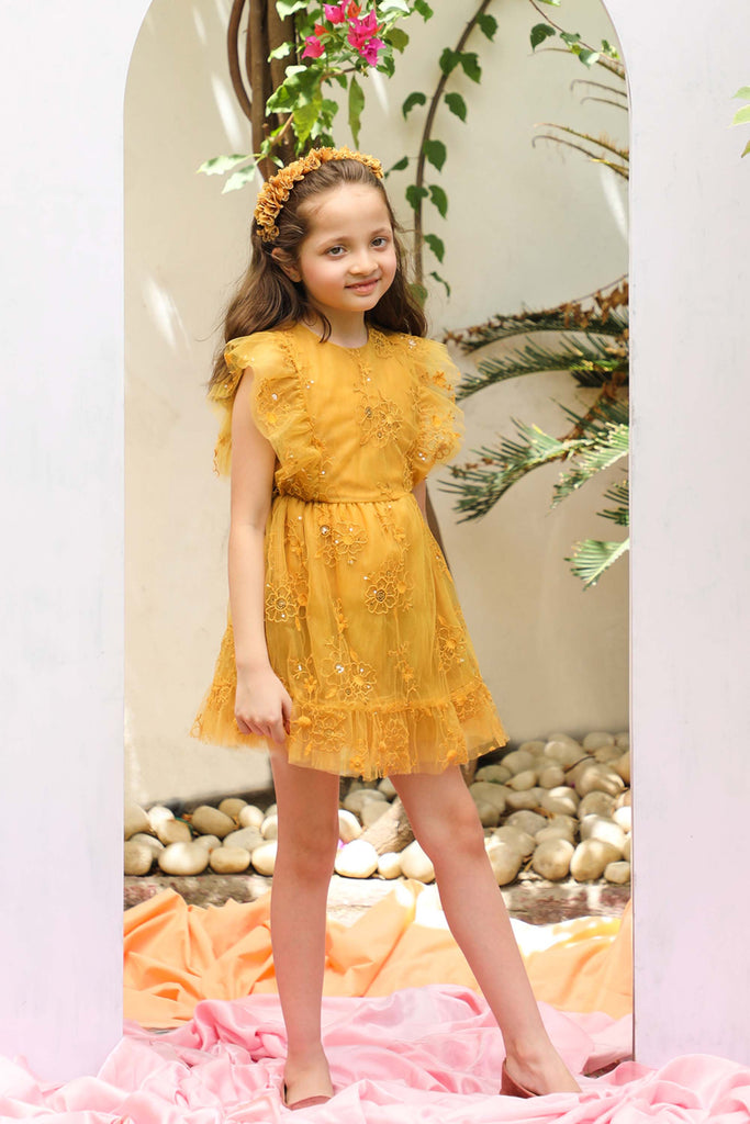 Child Temperament Embroidered Girl Party Dresses for Kids Yellow Noble  Flower Girls Tutu Dress of 2-10 Years Old - AliExpress