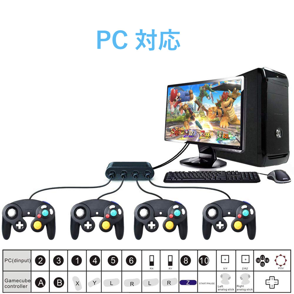 Gcコンも連射 Nintendo Switch Wiiu対応 コントローラー接続タップ Switch ゲームキューブ コントローラー Pettoya