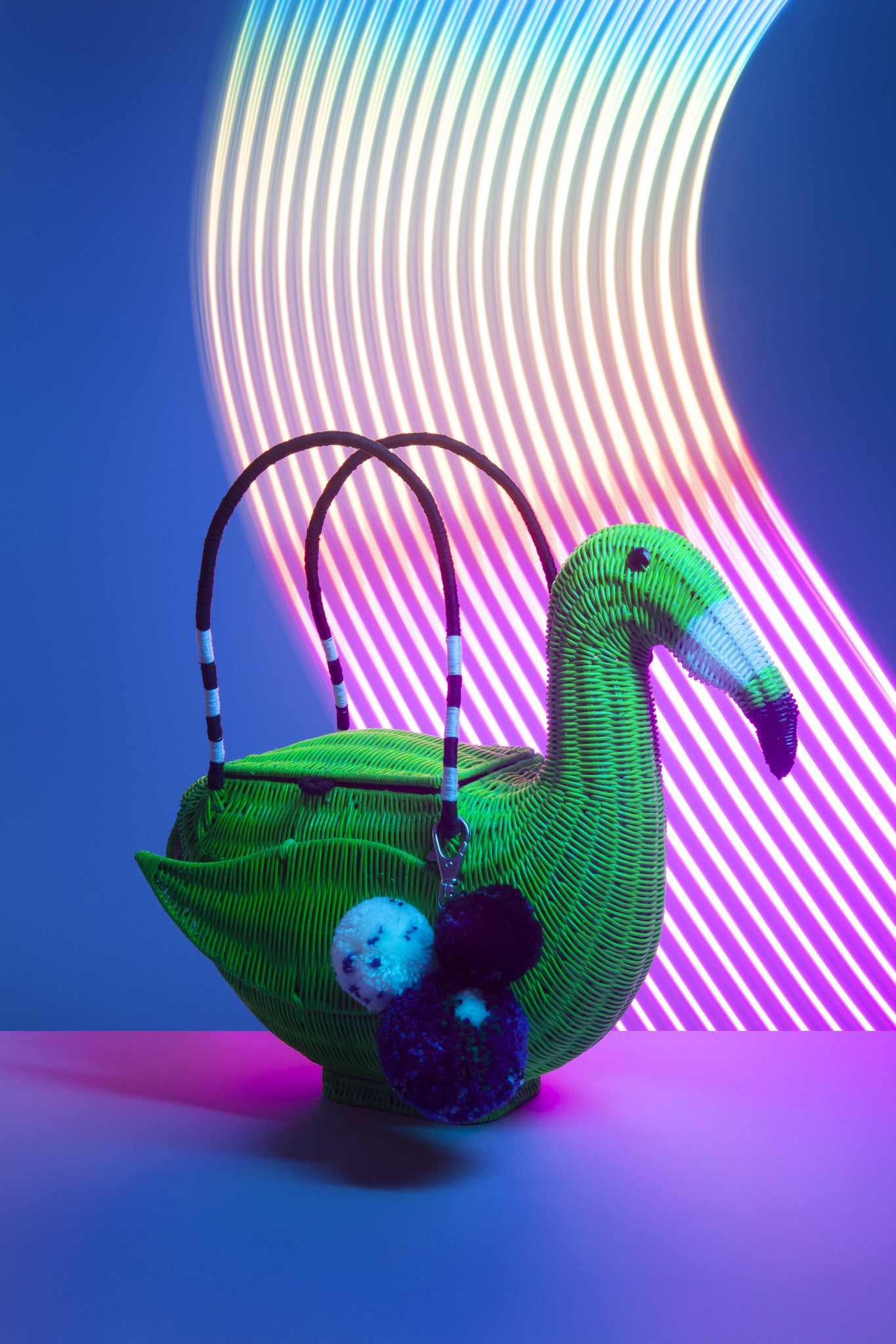 Glow in the dark green Wicker Darling DIY flamingo bag