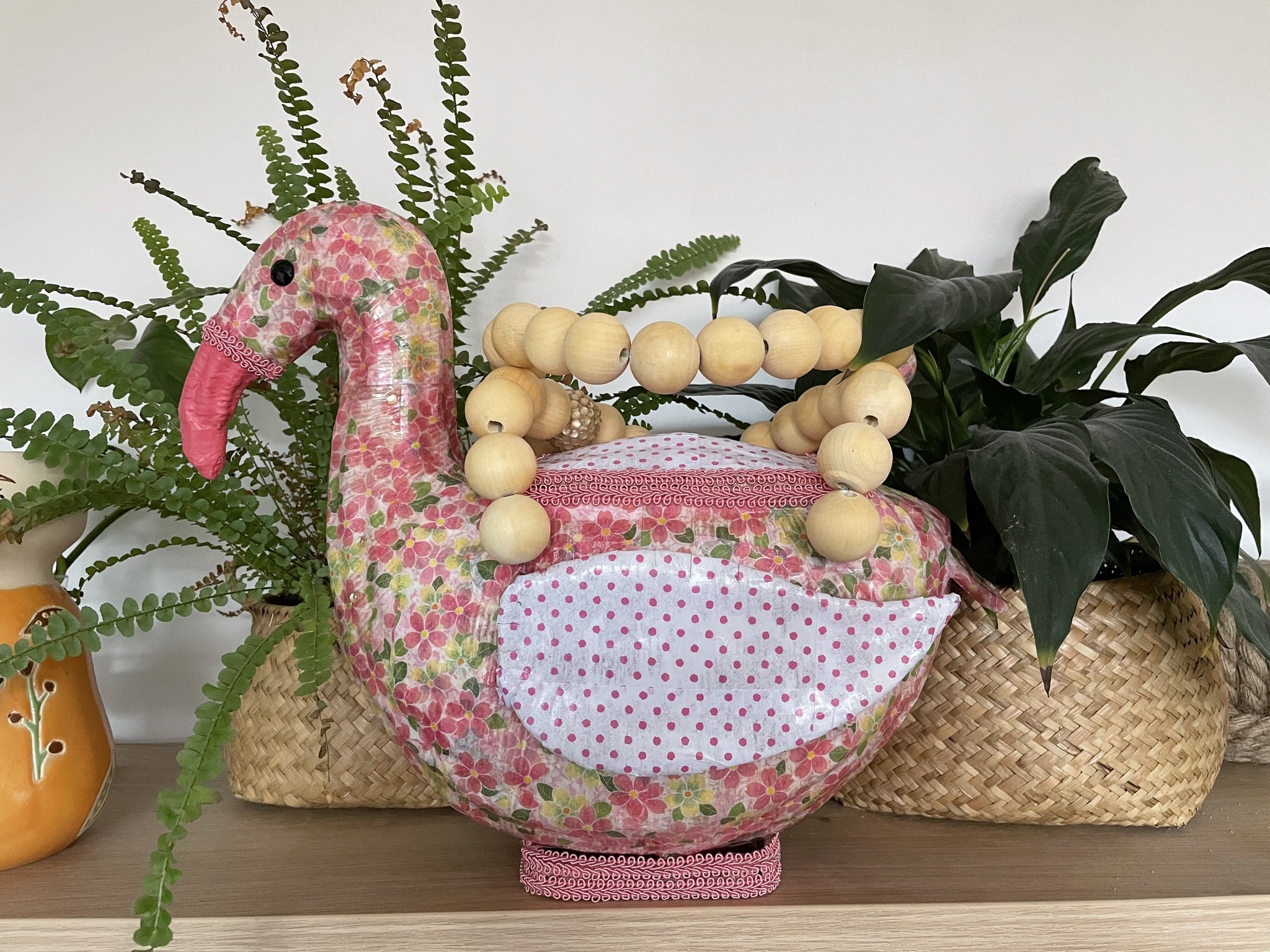 Wicker Darling DIY pink flamingo basket