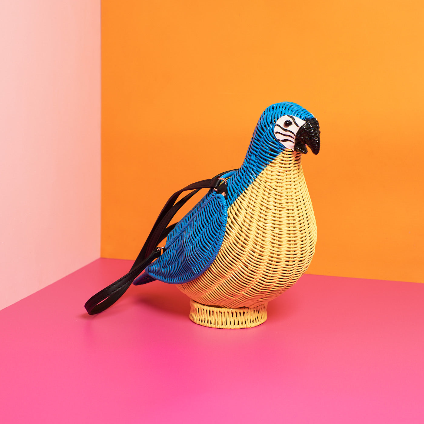 Wicker Darling's Macawley Bagkin the blue and gold macaw purse