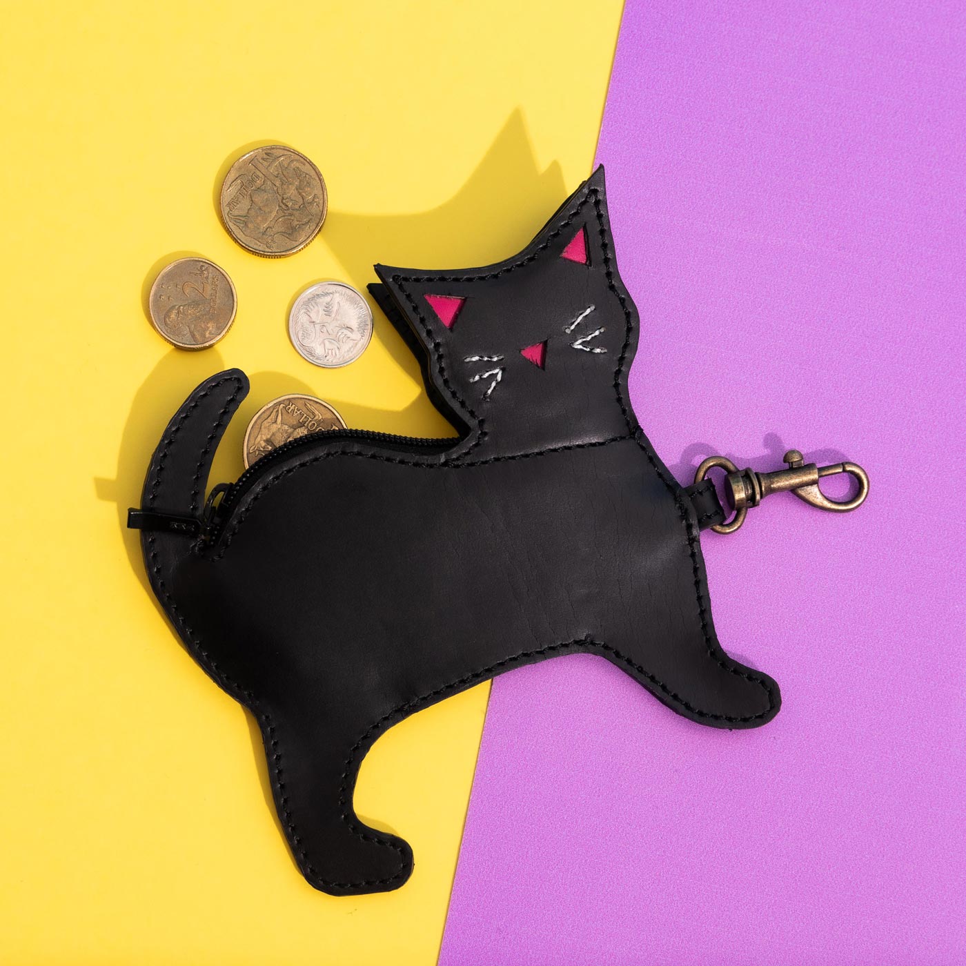 Wicker Darling's black cat coin purse