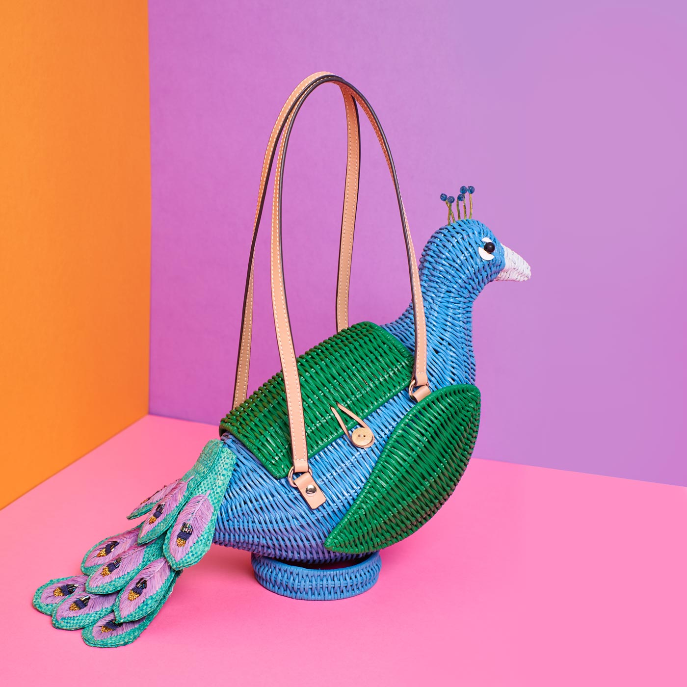 Wicker Darling's Percy the peacock purse
