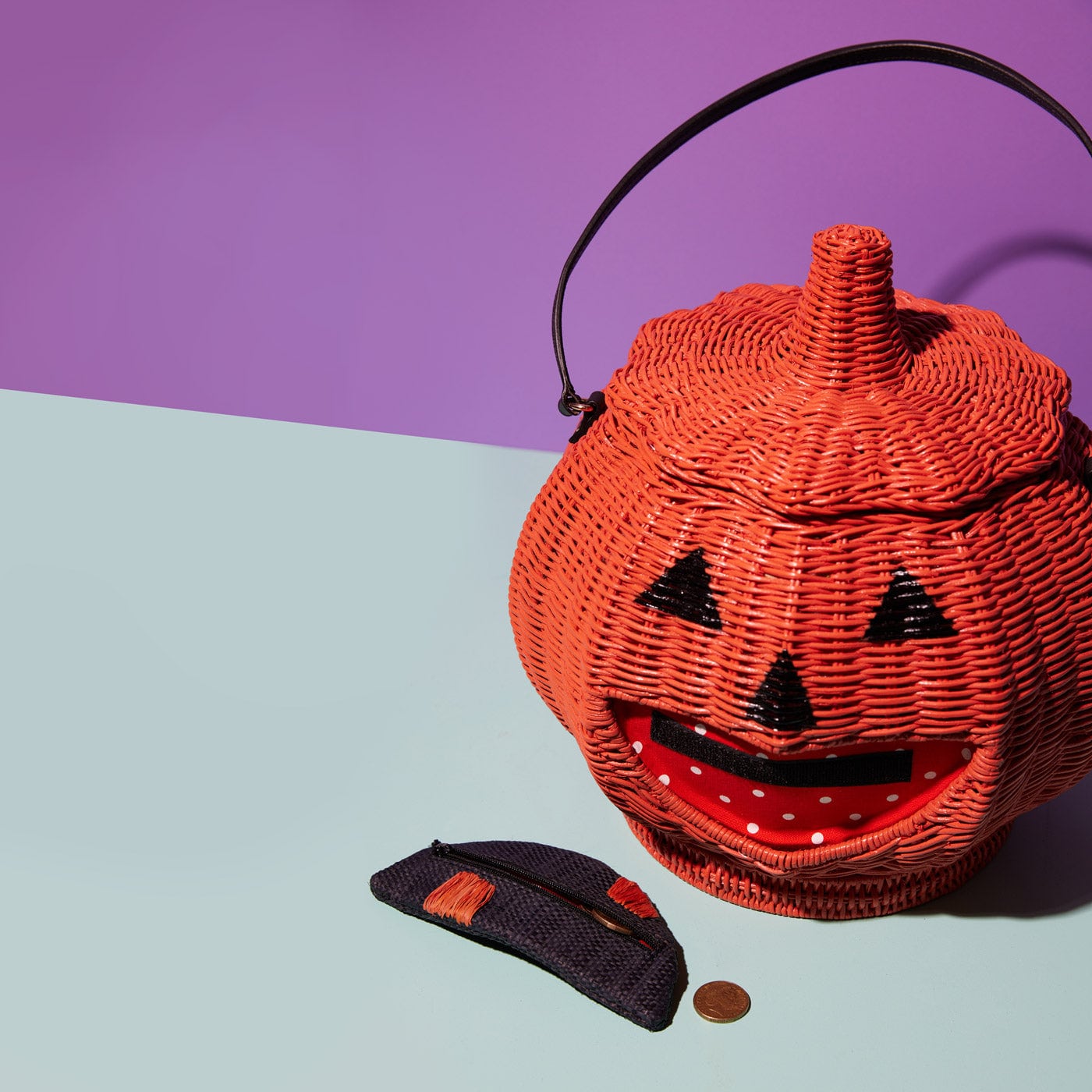 Wicker Darling's Jack the jack-o-lantern removable coin purse grin