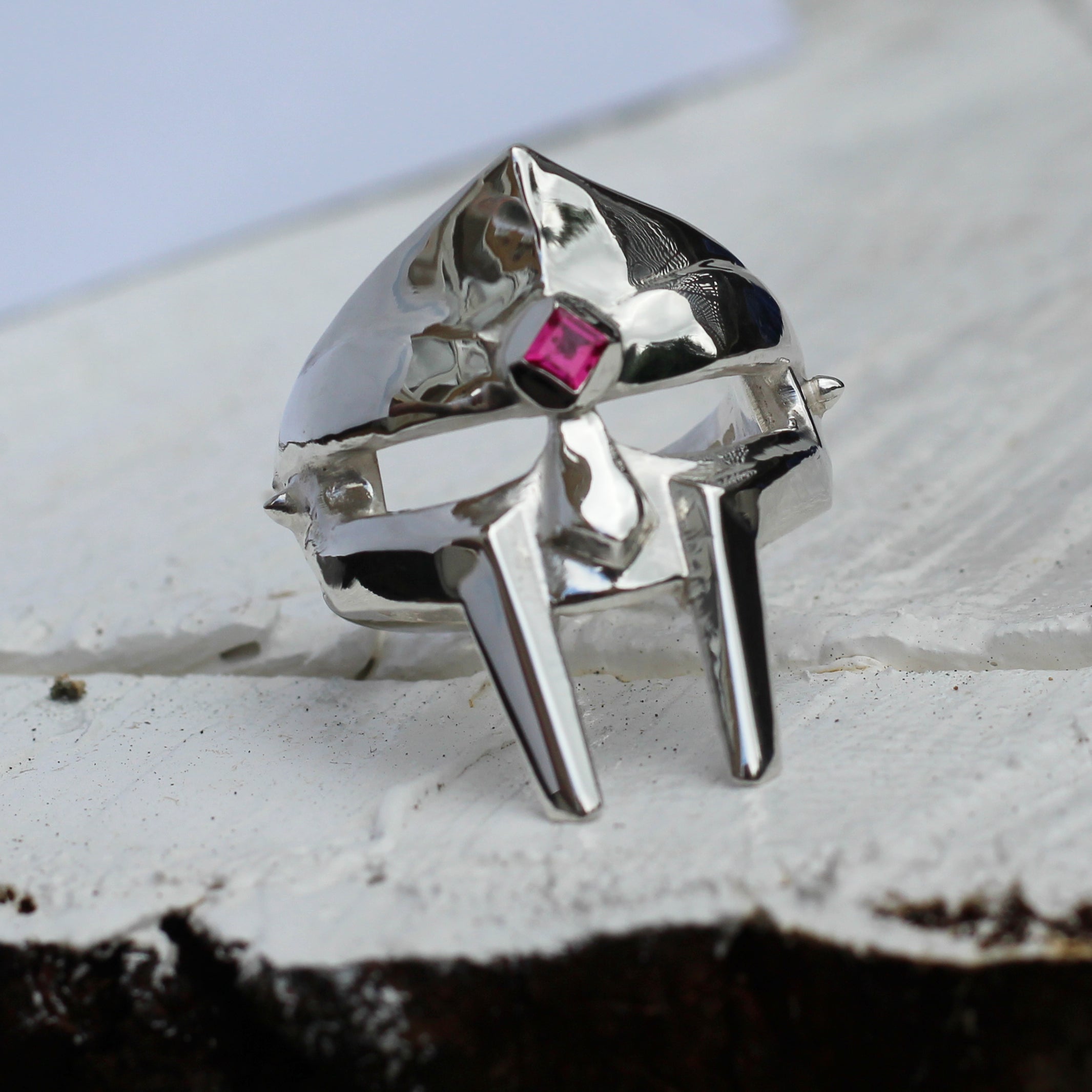 MF DOOM Mask Sterling Silver Ring Stone Set version