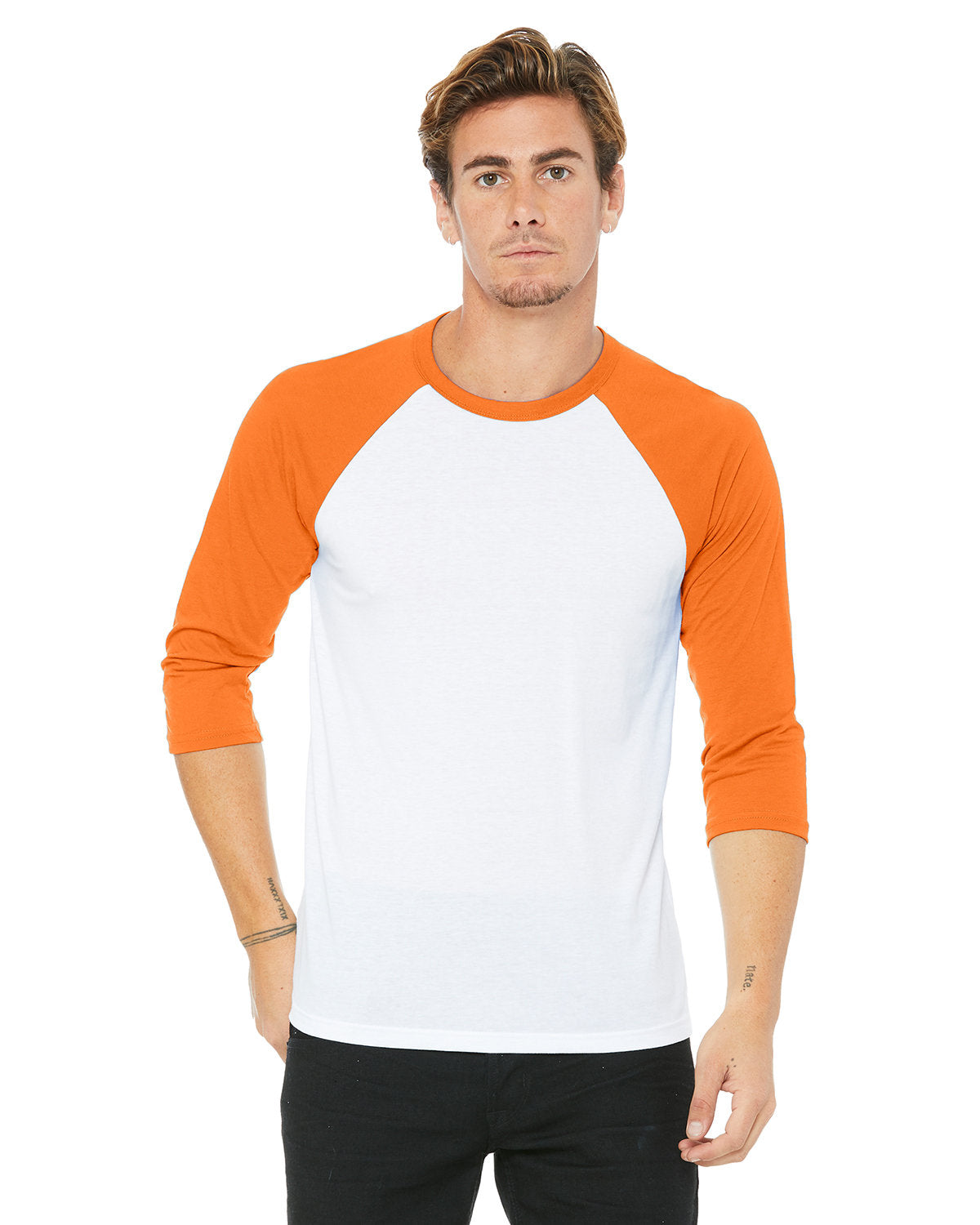 white and orange shirt