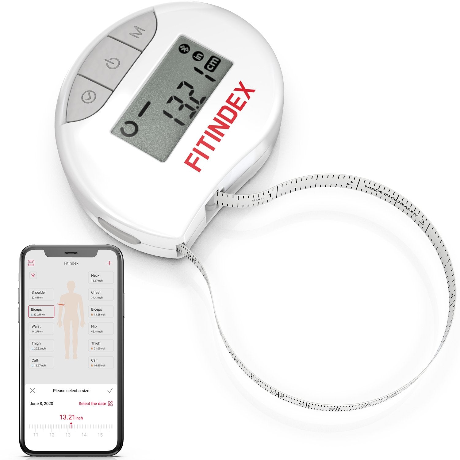 FITINDEX Bluetooth Digital Measuring Tape for Body, FITINDEX Scale for Body  Weight and Fat Percentage