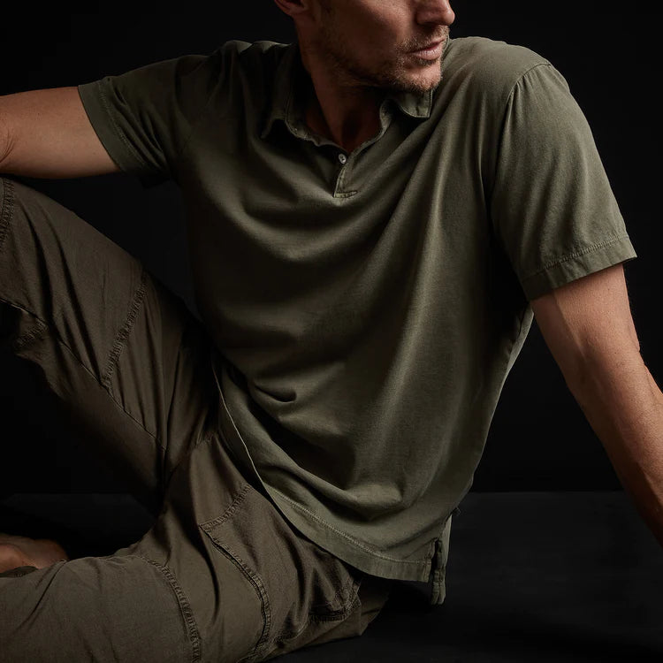 James Perse Sueded Jersey Polo  - Platoon Pigment