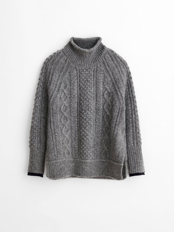 Alex Mill Kamil Cable Sweater in heather grey