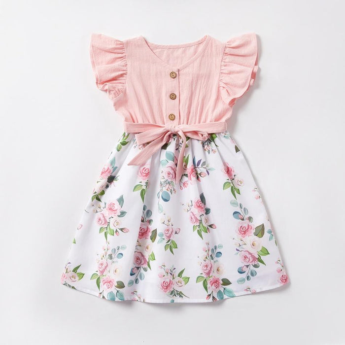 Mommy and Me Floral Bowknot Flutter-sleeve Dress Romper for Mom - Girl ...