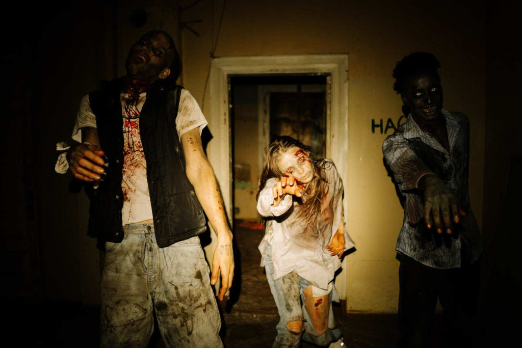 Zombie chasing survivors