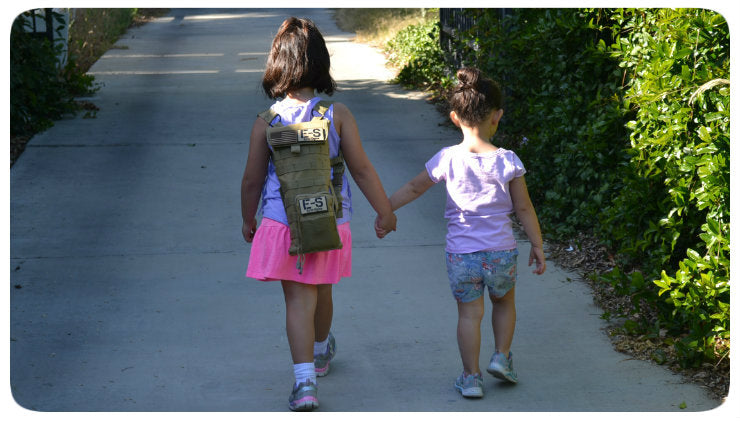 Little Kids Walking Along with Echo Sigma Bag