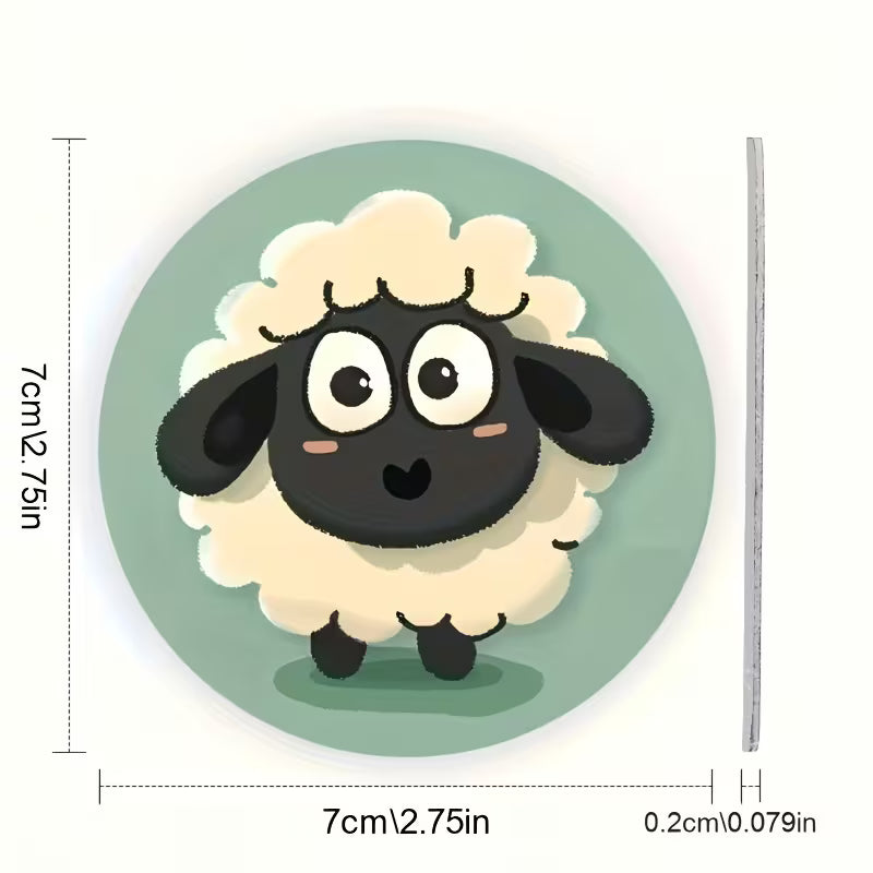 Car Coaster - Cute Sheep 2 Pcs Size 2.7" x 2.7" - The British Choice