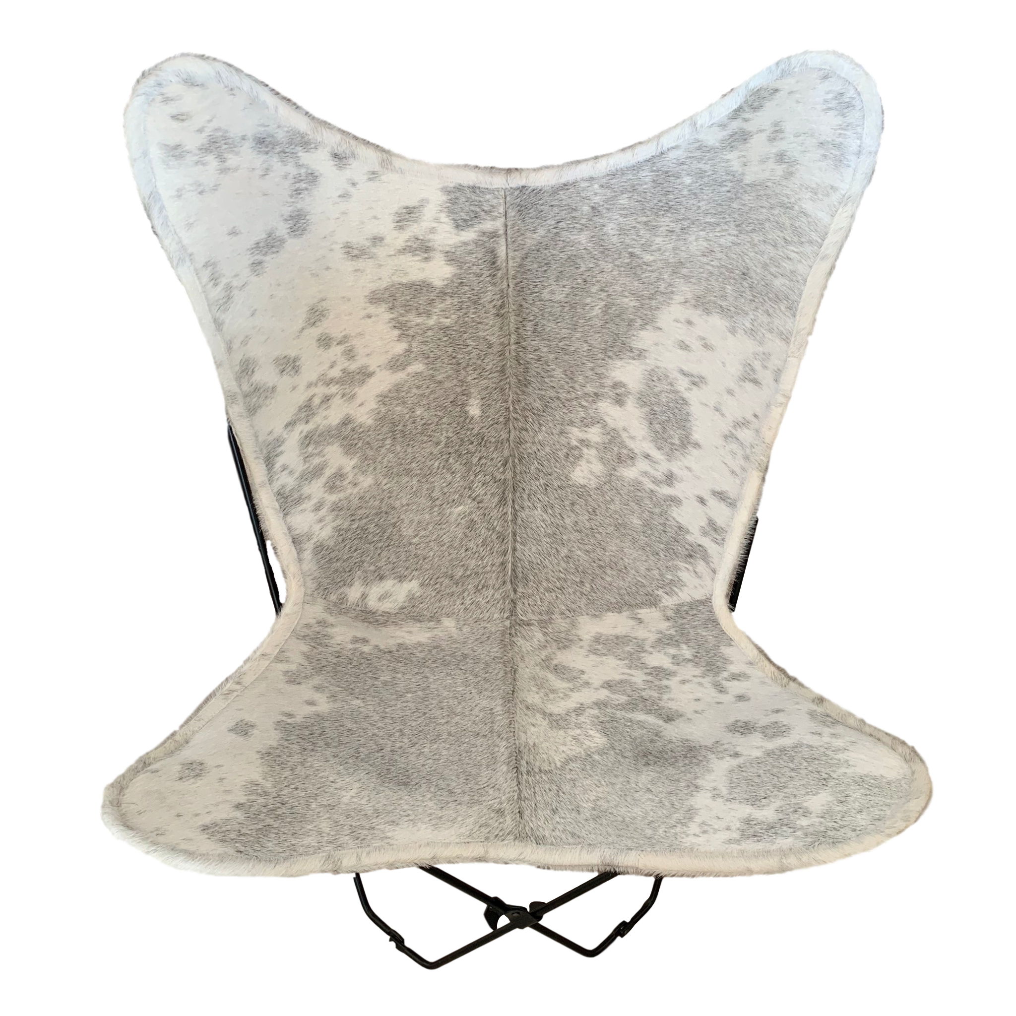 Pip Grey White Cowhide Butterfly Chair Lux Hide