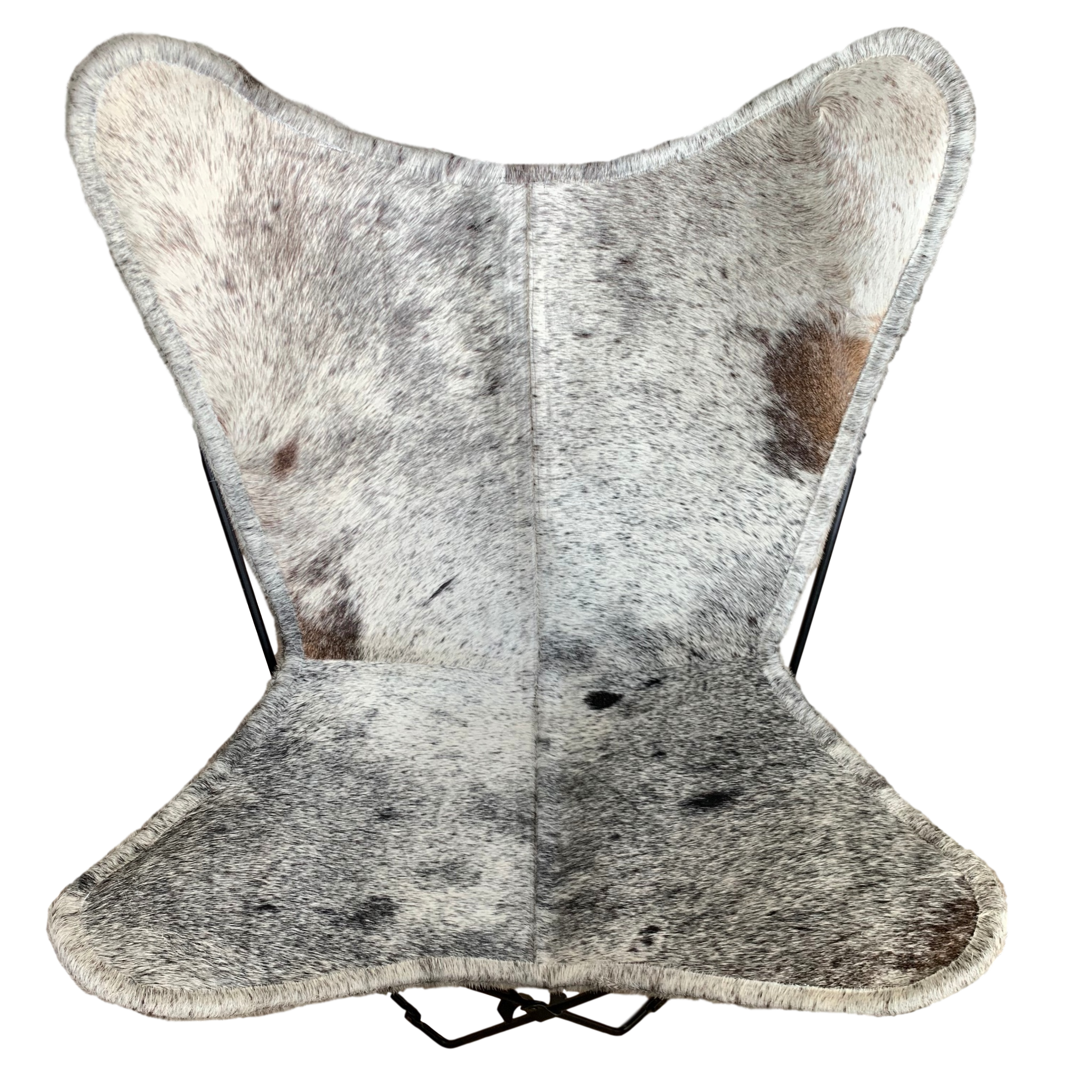 Orian Black White Speckle Cowhide Butterfly Chair Lux Hide