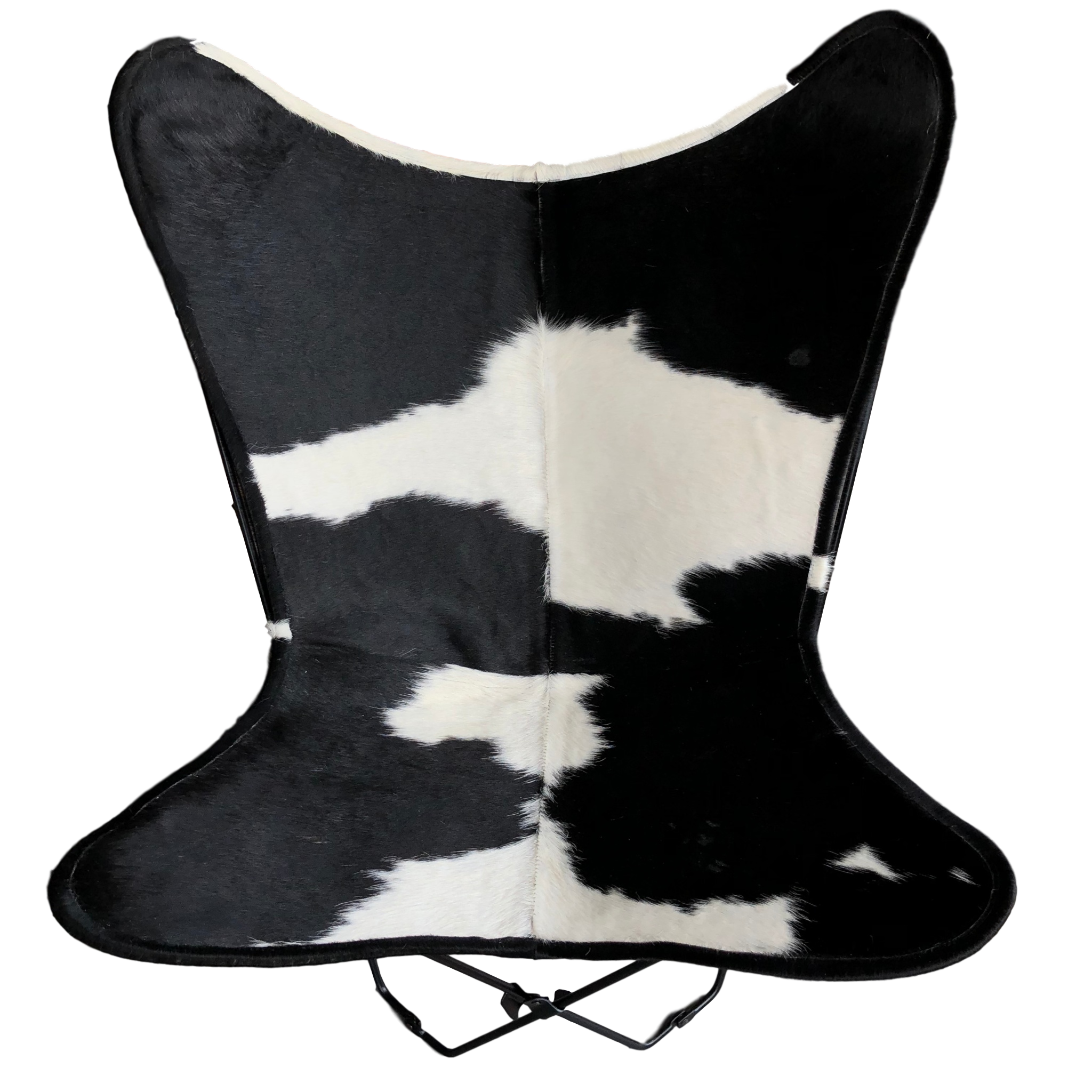 Bruno White Black Cowhide Butterfly Chair Lux Hide