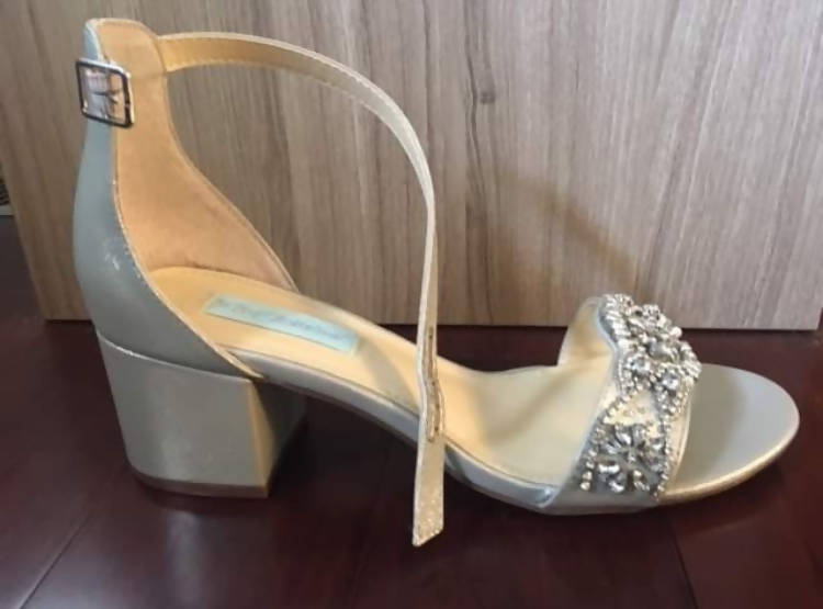 betsey johnson silver block heel