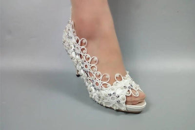 white pearl wedding shoes