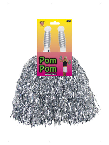 Metallic Silver Pom Poms