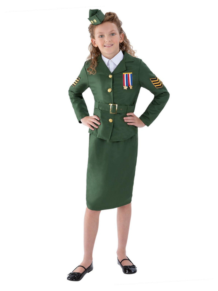 Smiffys Ww2 Army Girl Costume Childs Fancy Dress Large Age 10 12