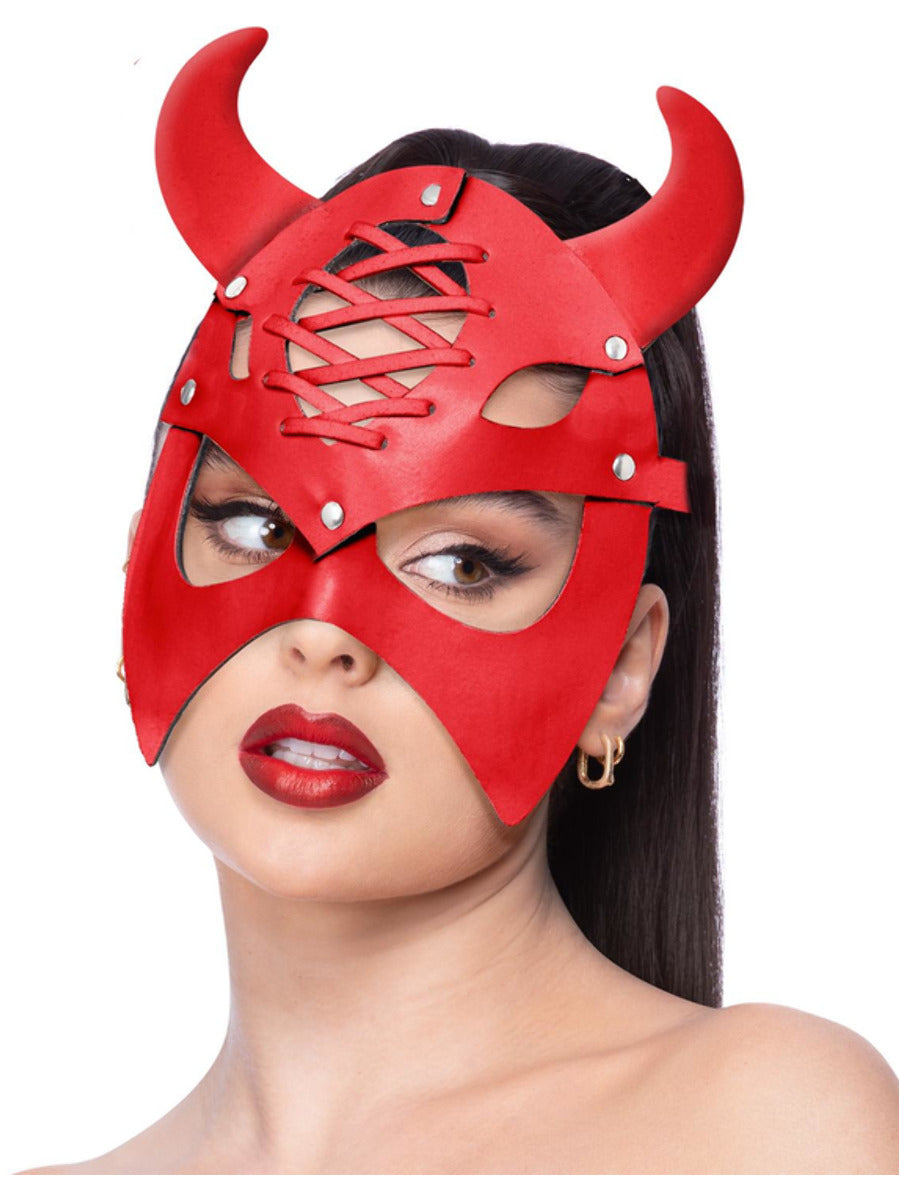 Click to view product details and reviews for Fever Red Mock Leather Devil Mask.