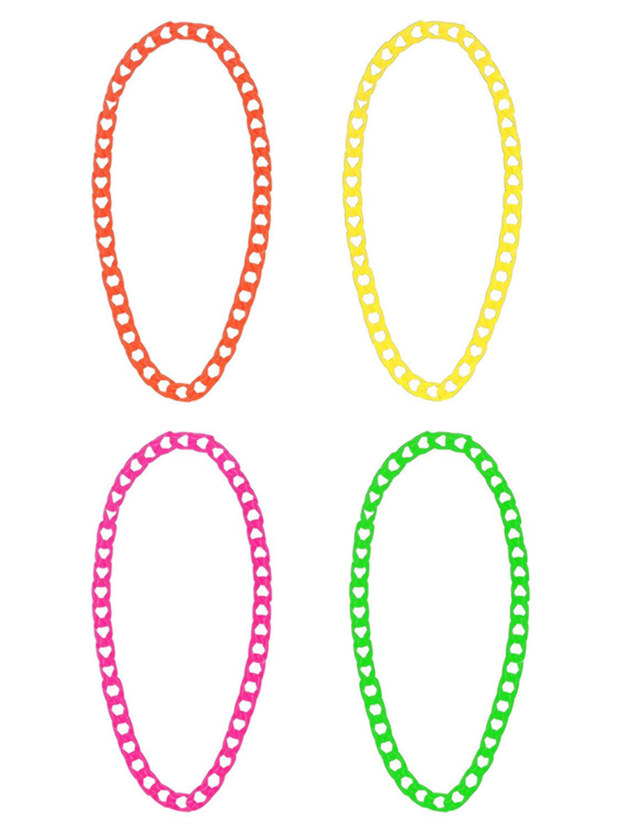 80s Neon Chain Necklaces 4pk