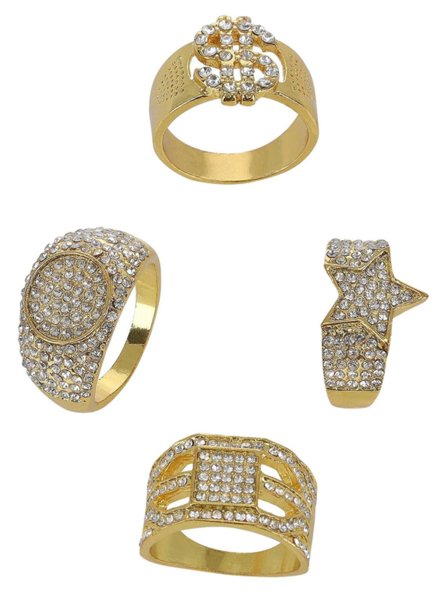 Click to view product details and reviews for 90s Gold Diamond Bling Rings 4pk.