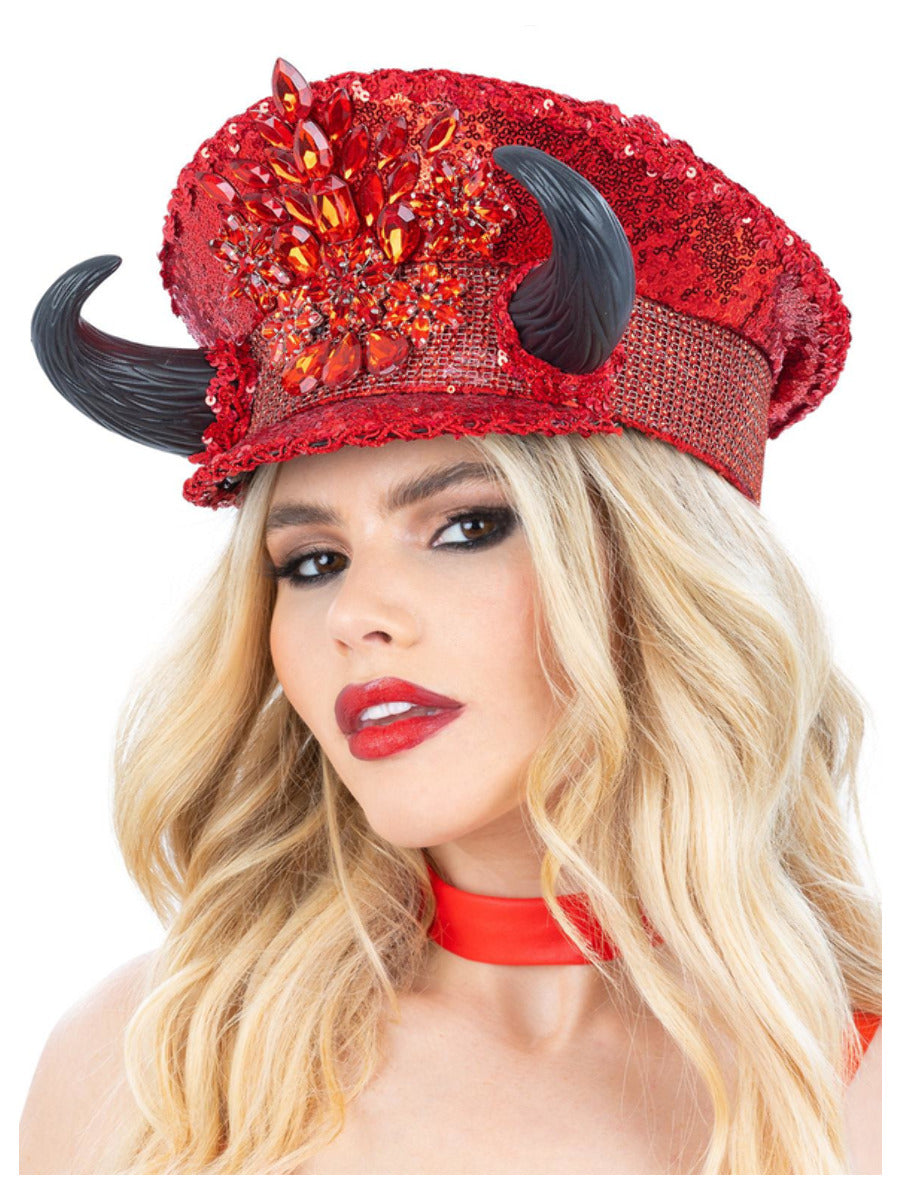 Click to view product details and reviews for Fever Deluxe Devil Sequin Captains Hat.