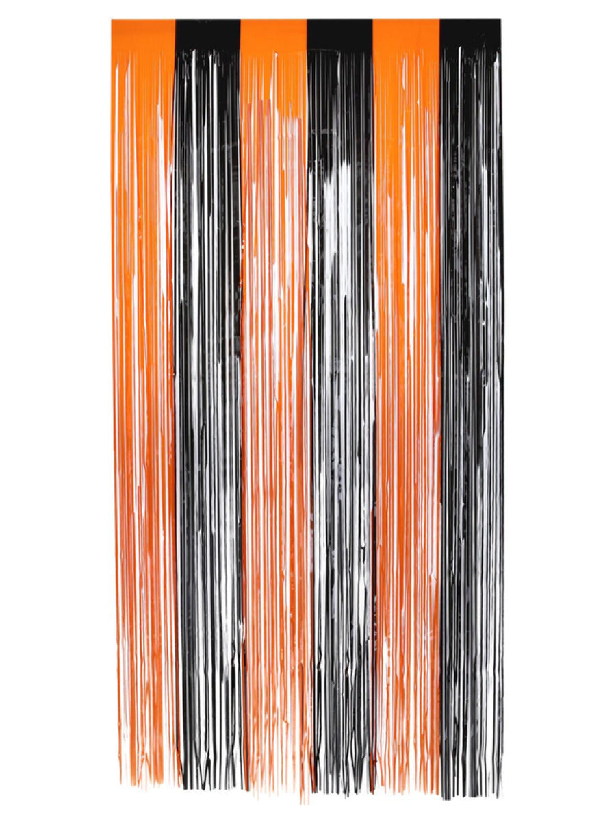 Matt Fringe Curtain Backdrop Orange Black