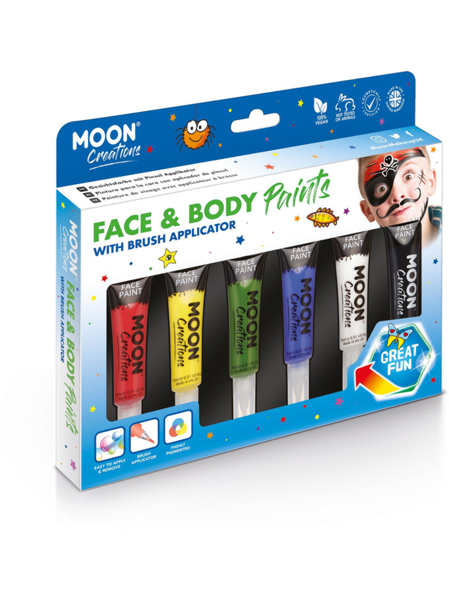 Click to view product details and reviews for Moon Creations Face Body Paints With Brush Applicator Primary Boxset.