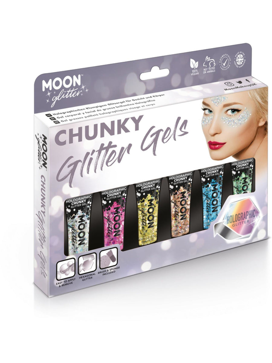 Click to view product details and reviews for Moon Glitter Holographic Chunky Glitter Gel Boxset.