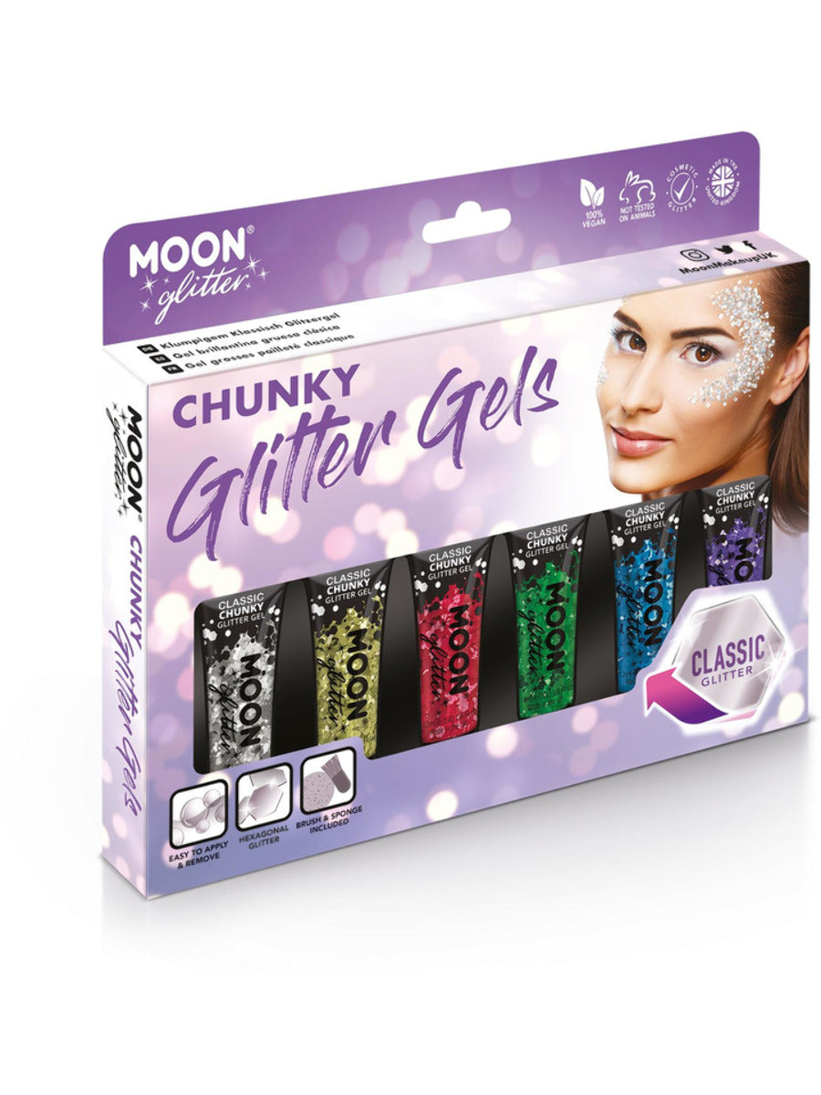 Click to view product details and reviews for Moon Glitter Classic Chunky Glitter Gel Assorted Boxset 12ml.