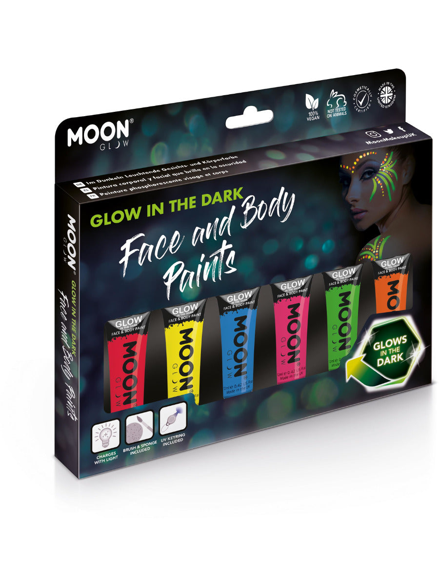 Moon Glow Glow In The Dark Face Body Paint Boxset