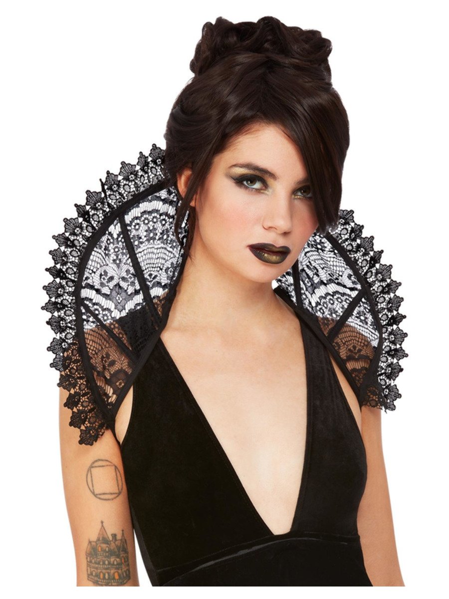 Smiffys Fever Gothic Lace Stand Up Collar Fancy Dress