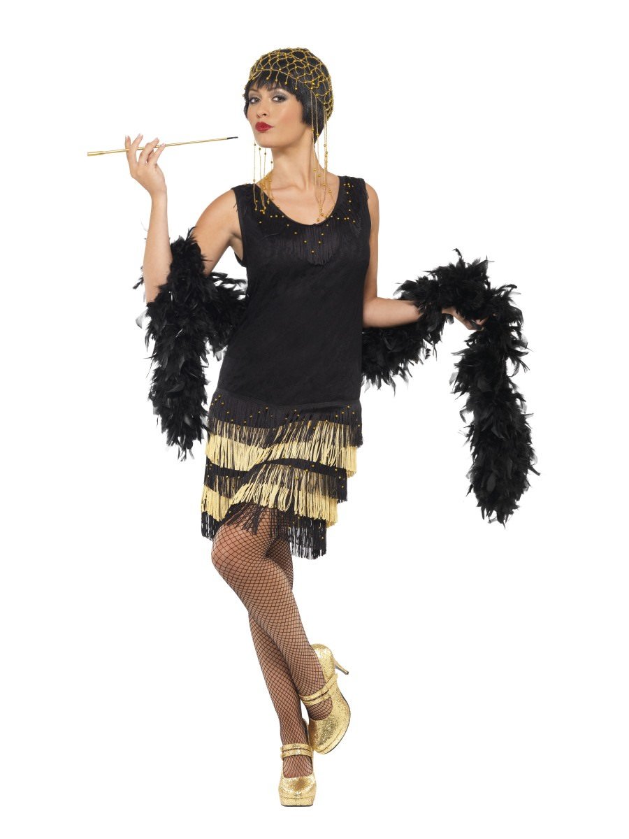 Smiffys 1920s Fringed Flapper Costume Fancy Dress Large Uk 16 18