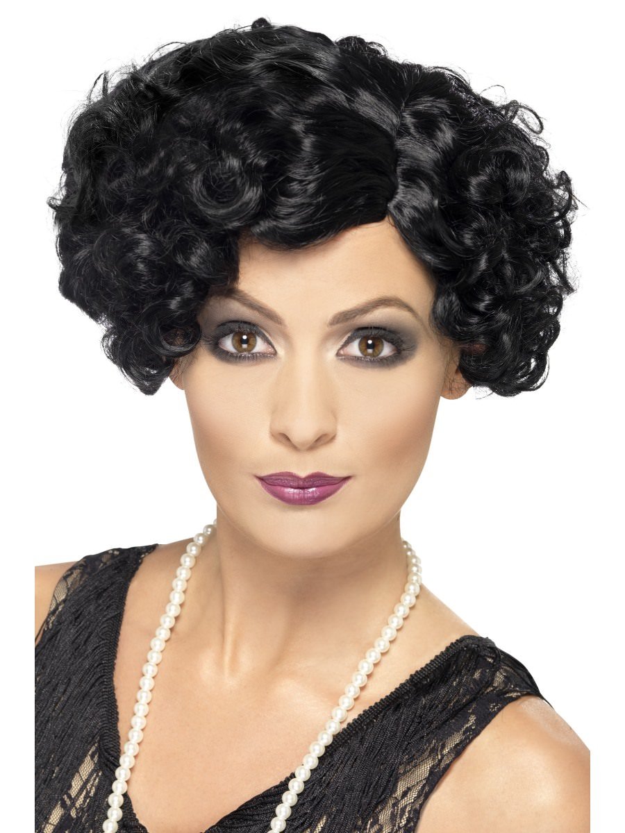 Smiffys 20s Flirty Flapper Wig Short Black Fancy Dress