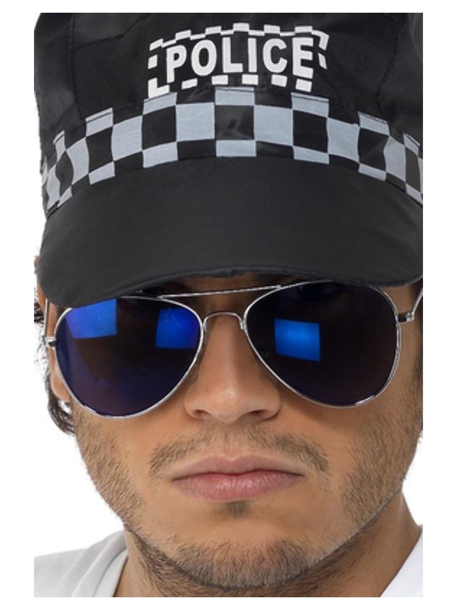 Smiffys Aviator Specs Blue Mirror Fancy Dress